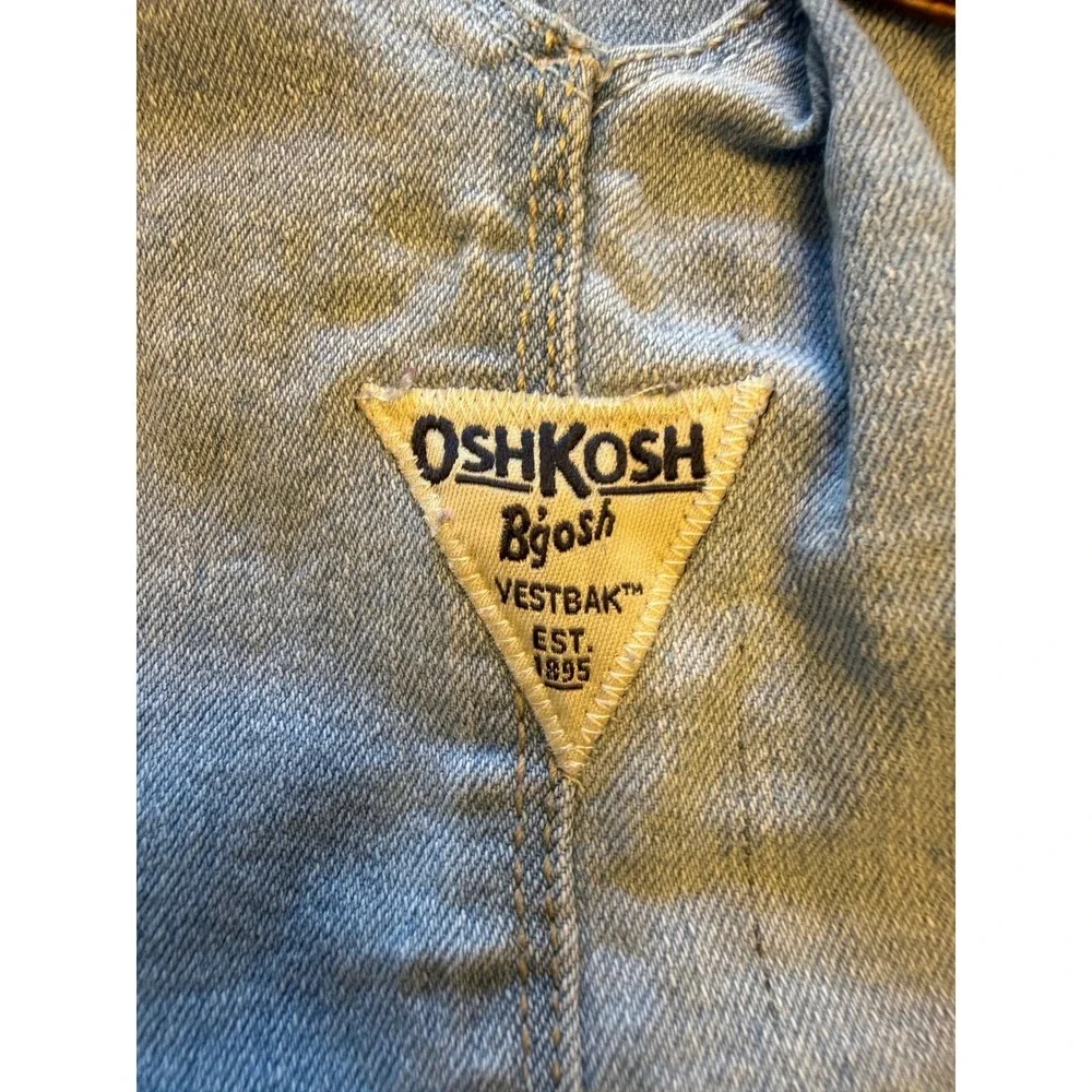 OshKosh B'gosh Overall Jumper Dress Toddler Blue White Excellent Gold Star Tutu